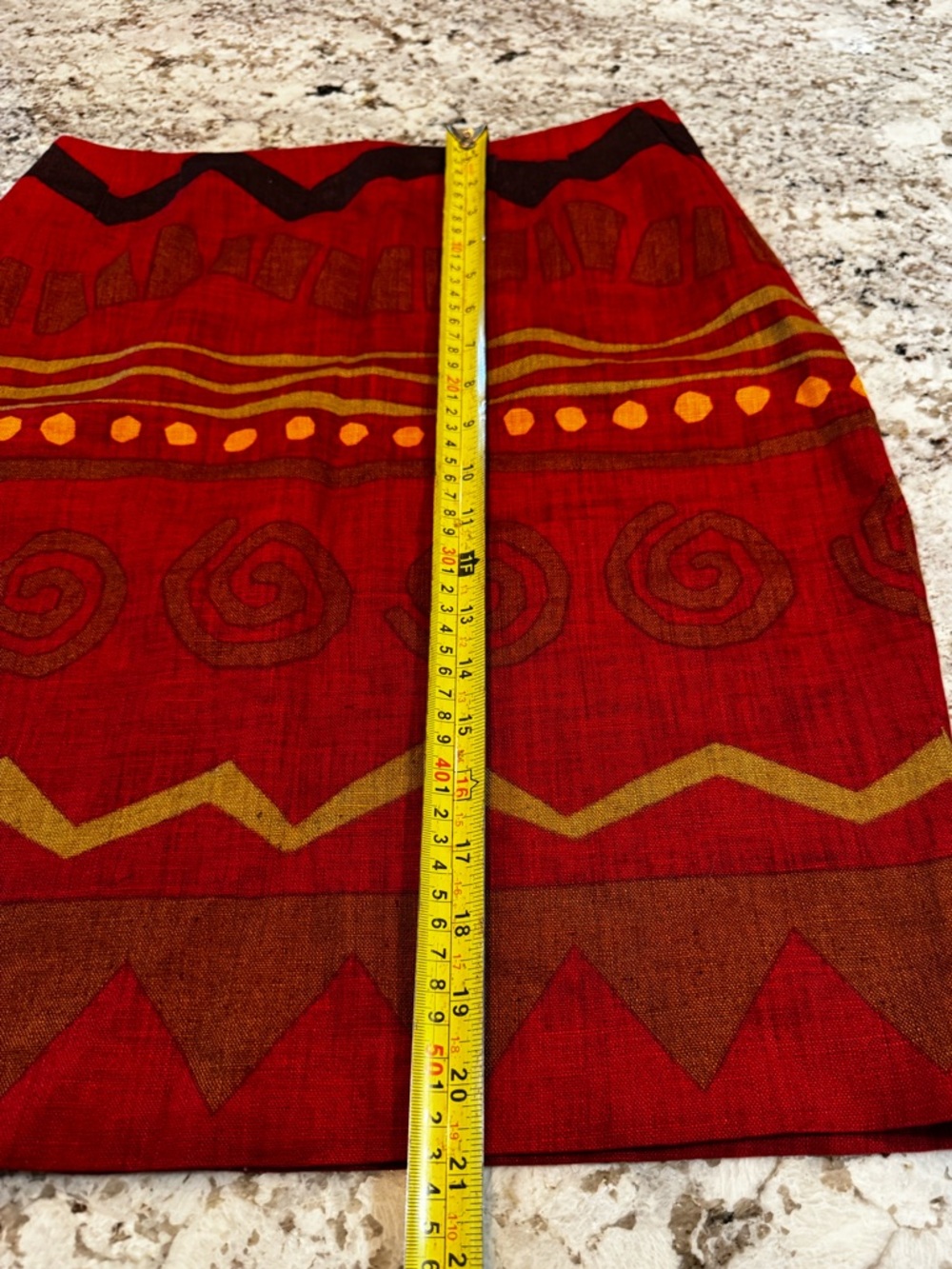 Red Striped Linen Pencil‎ Skirt - Women’s Tailored Fit - Picture 2 of 5